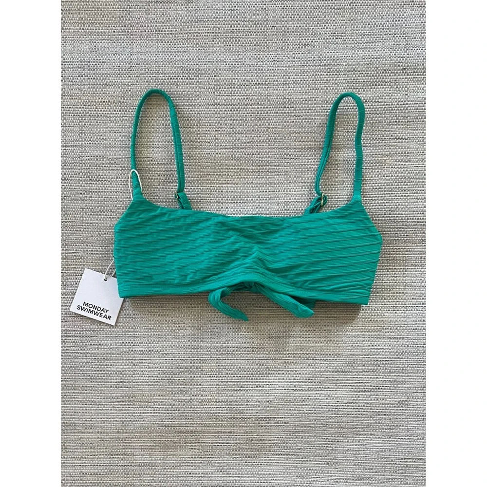 Monday Swimwear Bahamas Top P Jade Green Bikini Top NWT‎ Crinkle Texture